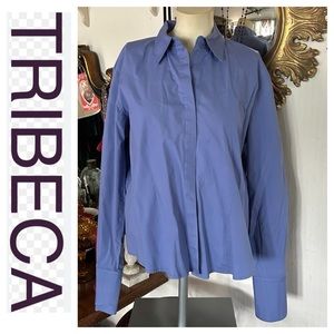 Blue Stretch Button-Up Collared Shirt